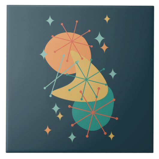 Abstracte vormen van Retro-houtskool uit het midde Tegeltje (Voorkant)