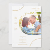 Abstracte vormen van weddenschap Foto: Paars Golde Save The Date (Voorkant)