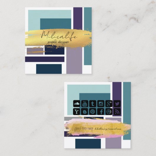 Abstracte vormen, visitekaartje sociale media (Voorkant / Achterkant)