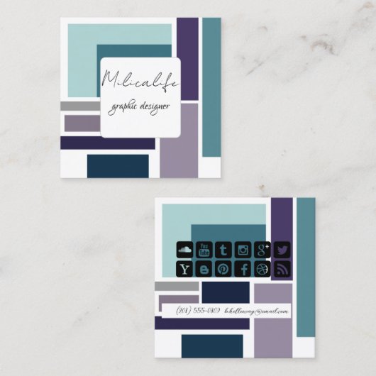 Abstracte vormen, visitekaartje sociale media (Voorkant / Achterkant)