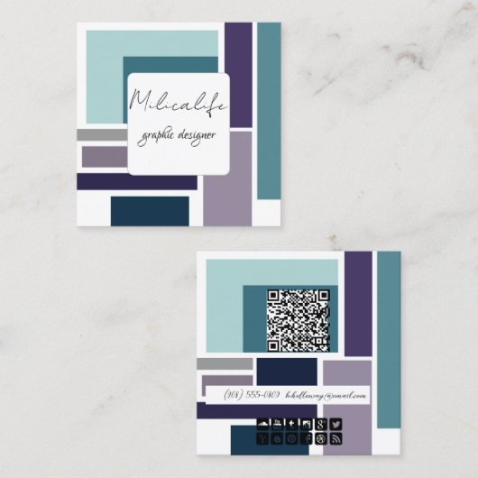 Abstracte vormen, visitekaartje sociale media (Voorkant / Achterkant)