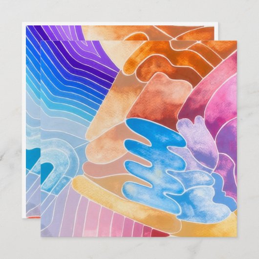Abstracte vormen Waterverf Briefkaart (Voorkant / Achterkant)