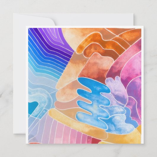 Abstracte vormen Waterverf Briefkaart (Achterkant)