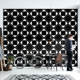 Abstracte vormen zwart en wit behang