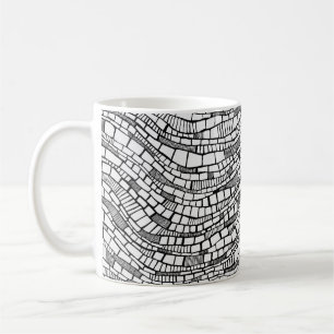 Abstracte vormen zwart en wit pen inkt ontwerp mok