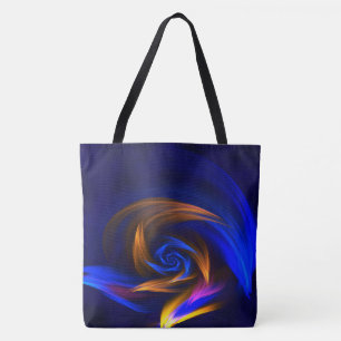Abstracte vortex blauw Sinaasappel Tote Bag