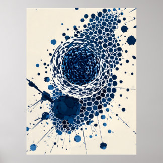Abstracte vortex: diepblauw, getextureerd, moderne poster