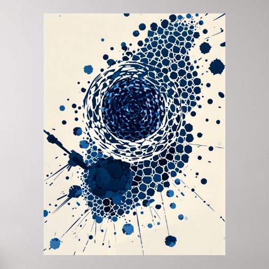 Abstracte vortex: diepblauw, getextureerd, moderne poster (Voorkant)