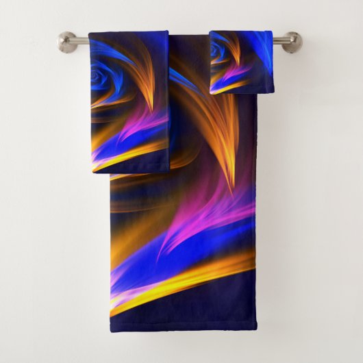 Abstracte Vortex Vorm Blauw Sinaasappel Bad Handdoek (Insitu)
