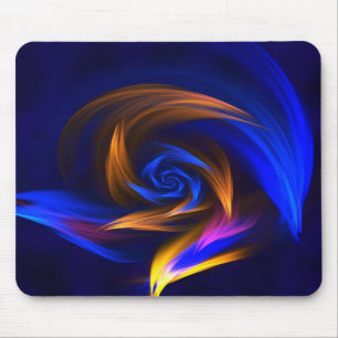 Abstracte Vortex Vorm Blauw Sinaasappel Muismat