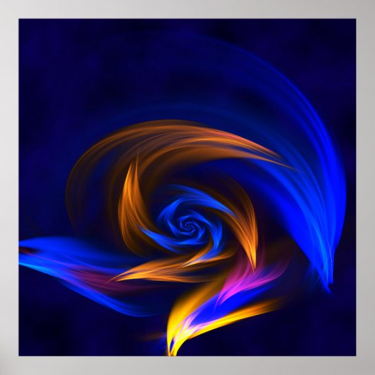 Abstracte Vortex Vorm Blauw Sinaasappel Poster (Voorkant)