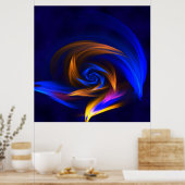 Abstracte Vortex Vorm Blauw Sinaasappel Poster (Keuken)