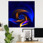 Abstracte Vortex Vorm Blauw Sinaasappel Poster (Thuiskantoor)