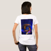Abstracte Vortex Vorm Blauw Sinaasappel T-shirt (Achterkant volledig)