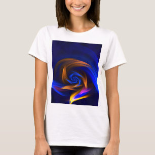 Abstracte Vortex Vorm Blauw Sinaasappel T-shirt