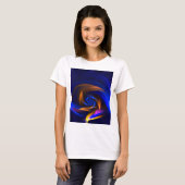 Abstracte Vortex Vorm Blauw Sinaasappel T-shirt (Voorkant volledig)
