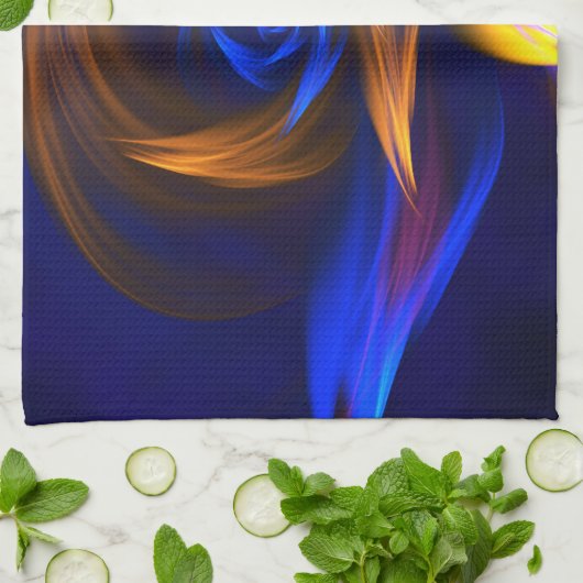 Abstracte Vortex Vorm Blauw Sinaasappel Theedoek (Gevouwen)