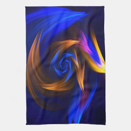 Abstracte Vortex Vorm Blauw Sinaasappel Theedoek (Verticaal)