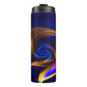 Abstracte Vortex Vorm Blauw Sinaasappel Thermosbeker (Voorkant)