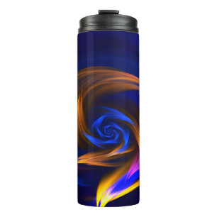 Abstracte Vortex Vorm Blauw Sinaasappel Thermosbeker