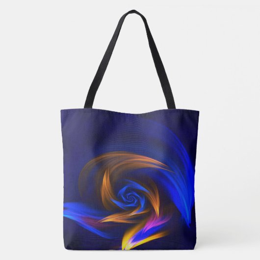 Abstracte Vortex Vorm Blauw Sinaasappel Tote Bag (Achterkant)