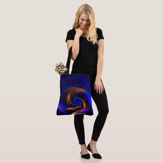 Abstracte Vortex Vorm Blauw Sinaasappel Tote Bag (Op model)