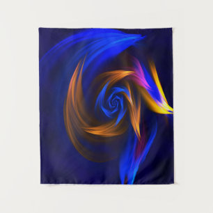 Abstracte Vortex Vorm Blauw Sinaasappel Wandkleed