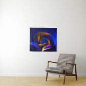 Abstracte Vortex Vorm Blauw Sinaasappel Wandkleed (In Situ (horizontaal))