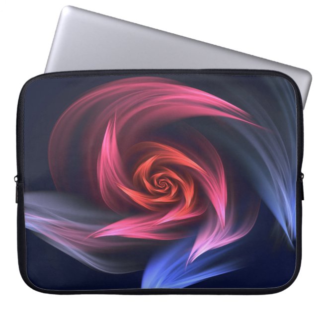 Abstracte vortex vorm rood en blauw laptop sleeve (Voorkant)