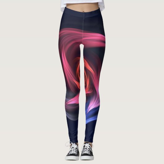 Abstracte vortex vorm rood en blauw leggings (Voorkant)