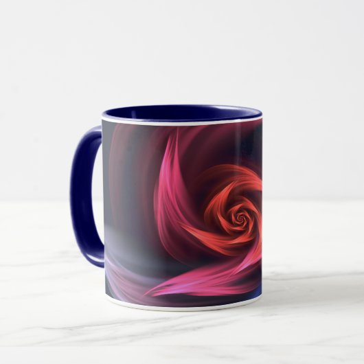 Abstracte vortex vorm rood en blauw mok (Voorkant links)