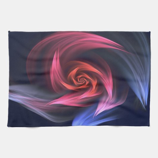 Abstracte vortex vorm rood en blauw theedoek (Horizontaal)