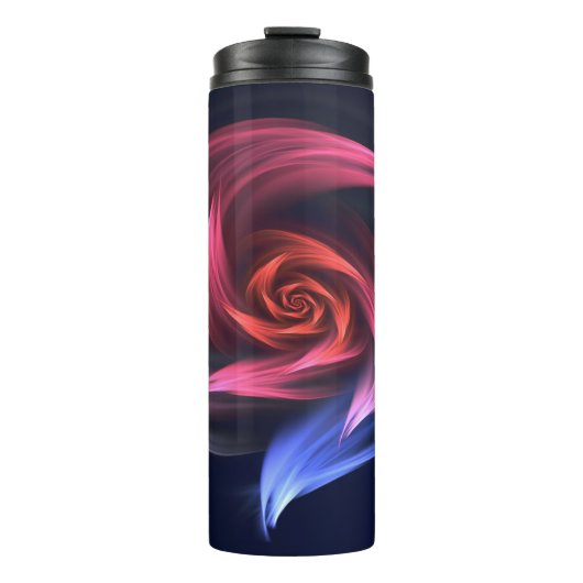 Abstracte vortex vorm rood en blauw thermosbeker (Voorkant)