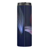 Abstracte vortex vorm rood en blauw thermosbeker (Achterkant)