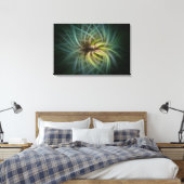 ABSTRACTE VORTEXBLOEMKUNST – TEAL GROENE DIGITALE CANVAS AFDRUK (Insitu (Slaapkamer))
