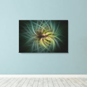 ABSTRACTE VORTEXBLOEMKUNST – TEAL GROENE DIGITALE CANVAS AFDRUK (Insitu (Houten vloer))