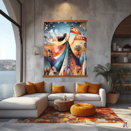 Abstracte vrijheid opnieuw bedacht: grillige kunst hangend wandkleed