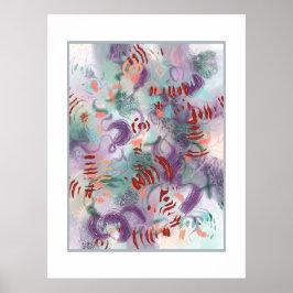 Abstracte vrolijke mark making poster