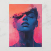 Abstracte vrouw blauw en roze briefkaart (Voorkant)