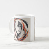 Abstracte vrouw bruin donkergouden koffiethee mok (Voorkant links)