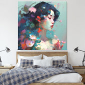 Abstracte vrouw canvas afdruk (Insitu (Slaapkamer))