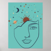 Abstracte vrouw en de sterren poster (Voorkant)