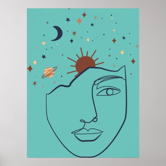 Abstracte vrouw en de sterren poster (Voorkant)