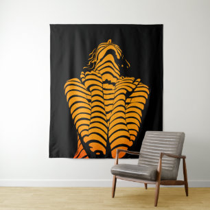 Abstracte Vrouw Expressief Modern Silhouet Wandkleed