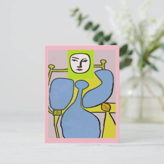 Abstracte vrouw, gezicht briefkaart (Staand voorkant)