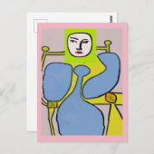 Abstracte vrouw, gezicht briefkaart (Voorkant / Achterkant)