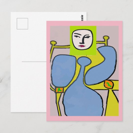 Abstracte vrouw, gezicht briefkaart (Voorkant / Achterkant)