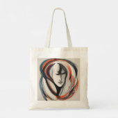 Abstracte vrouw gezicht bruin blauw Canvas tas (Achterkant)