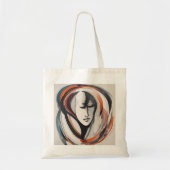 Abstracte vrouw gezicht bruin blauw Canvas tas (Voorkant)