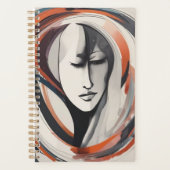 Abstracte vrouw gezicht bruin blauw planner (Voorkant)